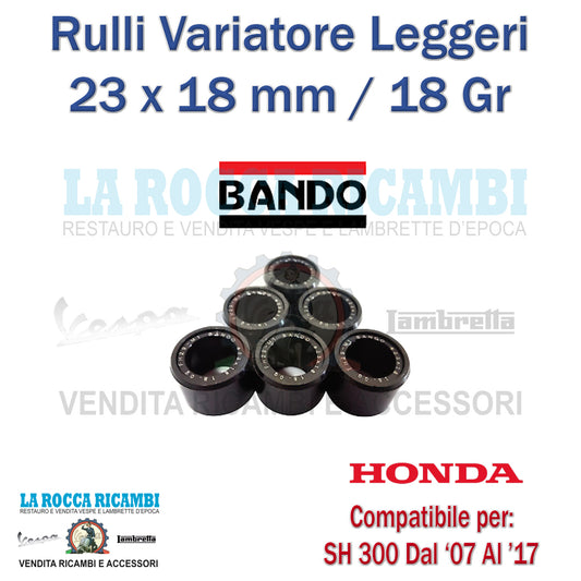 KIT 6 RULLI 23 X 18 X 18 GRAMMI HONDA SH 300 ALLEGGERITI