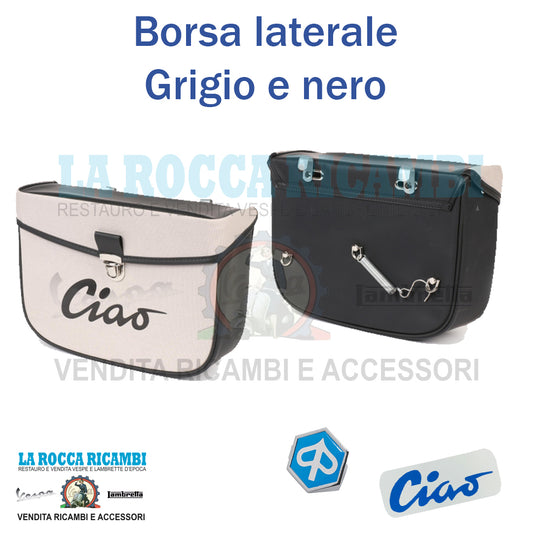 Borsa sacca posteriore laterale per ciclomotori PIAGGIO CIAO colore grigio e nero