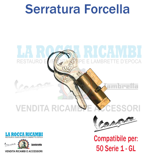 Serratura Forcella Vespa 50 Serie 1 - GL (Con Scritta Vespa Su Chiave)