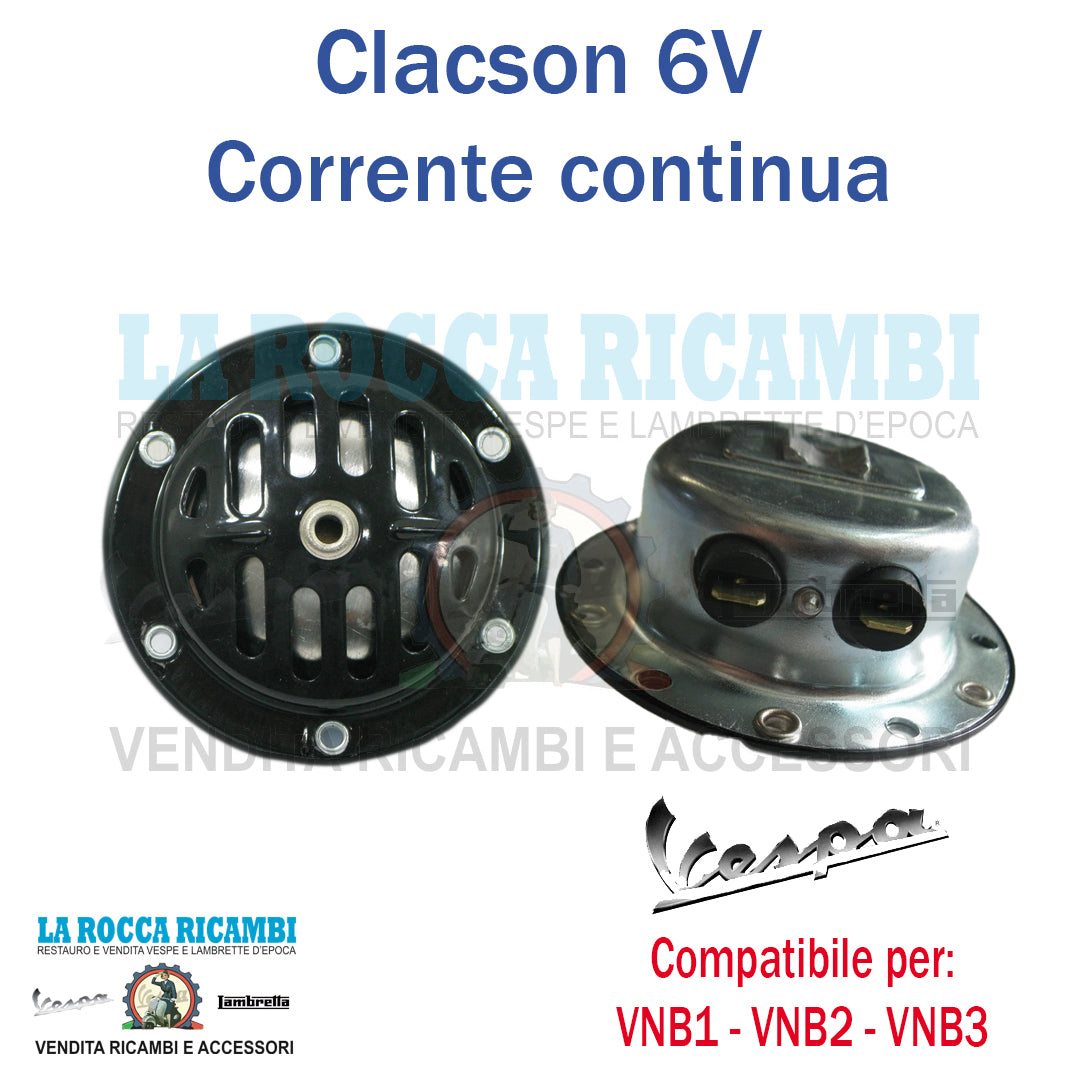 Clacson Nero 6 V CORRENTE CONTINUA Vespa VNB1 - VNB2 - VNB3 dal 1960 al 1962