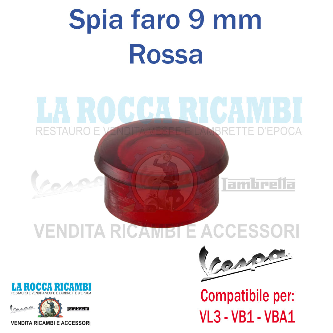 Luce Spia Lucciola Faro Vespa VL3/VB1/VBA1 Foro 9MM [ROSSA]