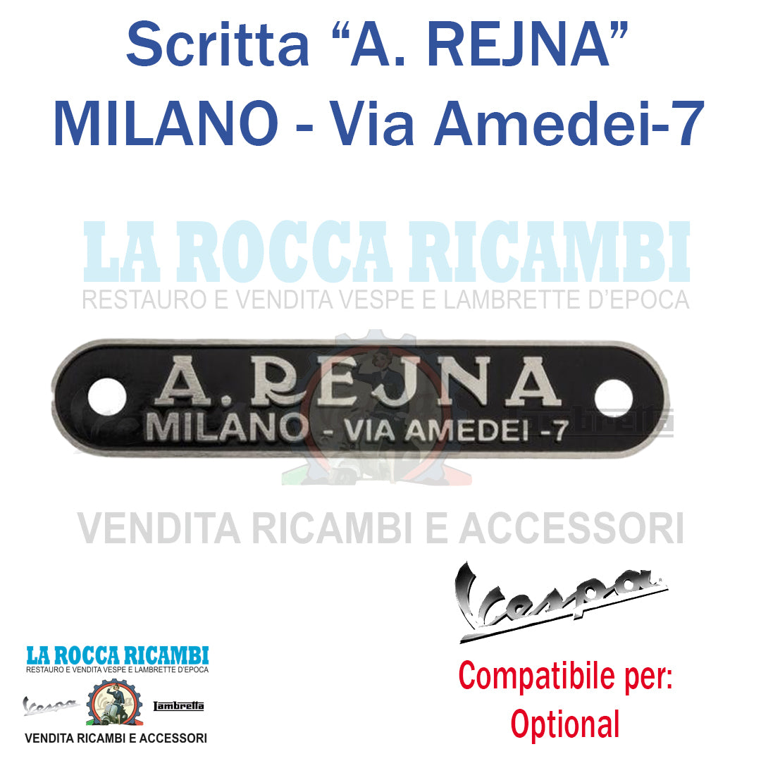 Scritta Targhetta "A. REJNA" Vespa e Moto [NERA]