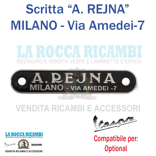 Scritta Targhetta "A. REJNA" Vespa e Moto [NERA]