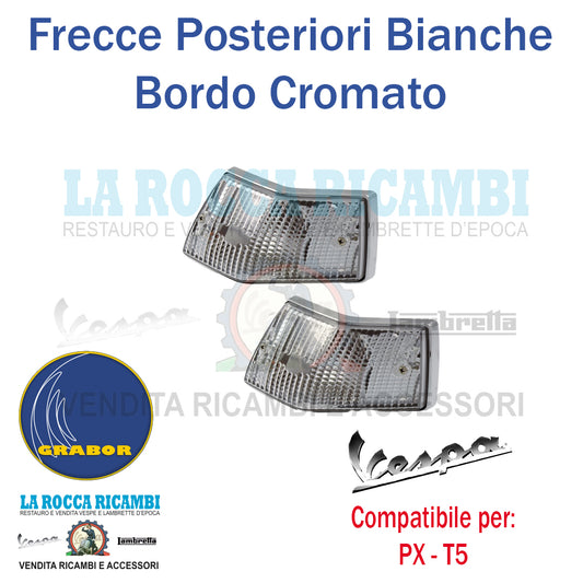 Frecce Posteriori Vespa PX [BIANCHE CON BORDO CROMATO]