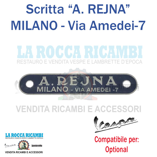 Scritta Targhetta "A. REJNA" Vespa e Moto [BLU]