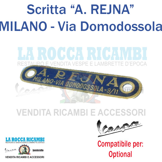 Scritta Targhetta "A. REJNA" Vespa e Moto [NERA]