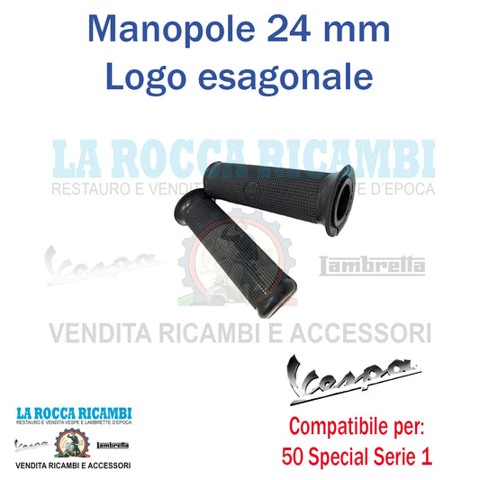 Manopole Nere 24mm Logo Esagonale Vespa 50 Special Serie 1