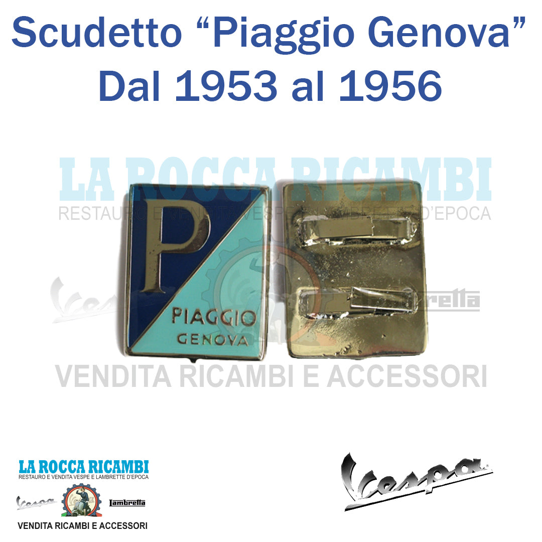 Scudetto Centrale "PIAGGIO GENOVA" 36 x 46 con ganci posteriori Vespa Fino al 1953 (VM1)