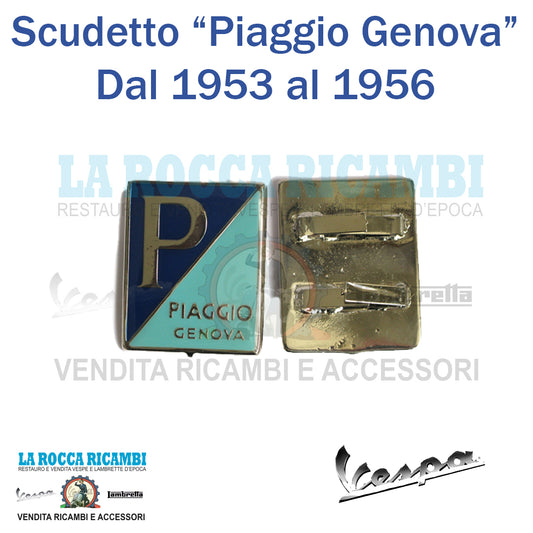 Scudetto Centrale "PIAGGIO GENOVA" 36 x 46 con ganci posteriori Vespa Fino al 1953 (VM1)