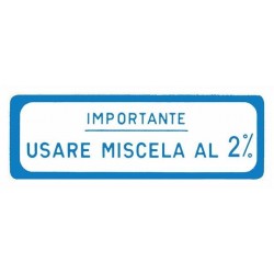 Scritta Adesiva Usare Miscela 2% Vespa PX - TS - GTR - SPRINT VELOCE [MODELLO LARGO] (BLU)