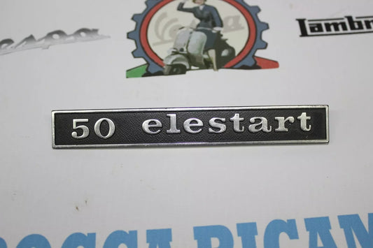Scritta Targhetta Posteriore Nera "50 ELESTART" Vespa 50 ELESTART