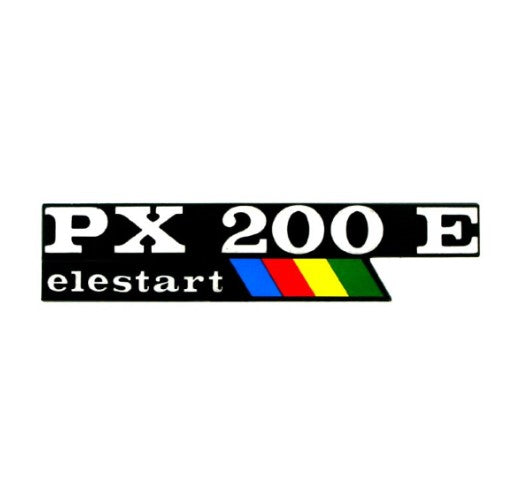 Scritta Laterale Cofano "PX 200 E" ELESTART Vespa PX 200 Arcobaleno