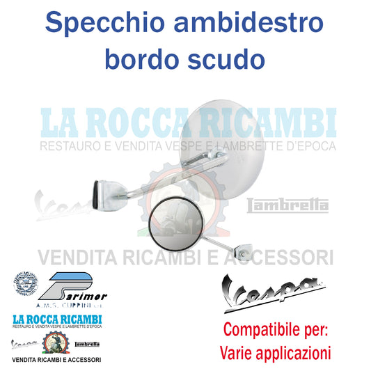 Specchio Cromato Rotondo per Bordo Scudo Universale