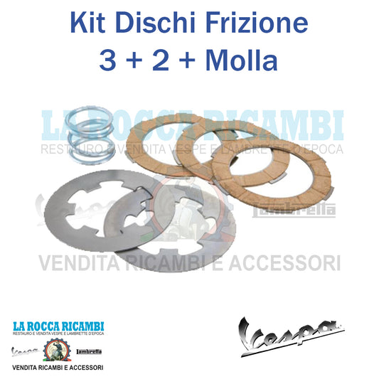 Kit Dischi Frizione 3 + 2 In Ferro + Molla Vespa 50 - PRIMAVERA 125