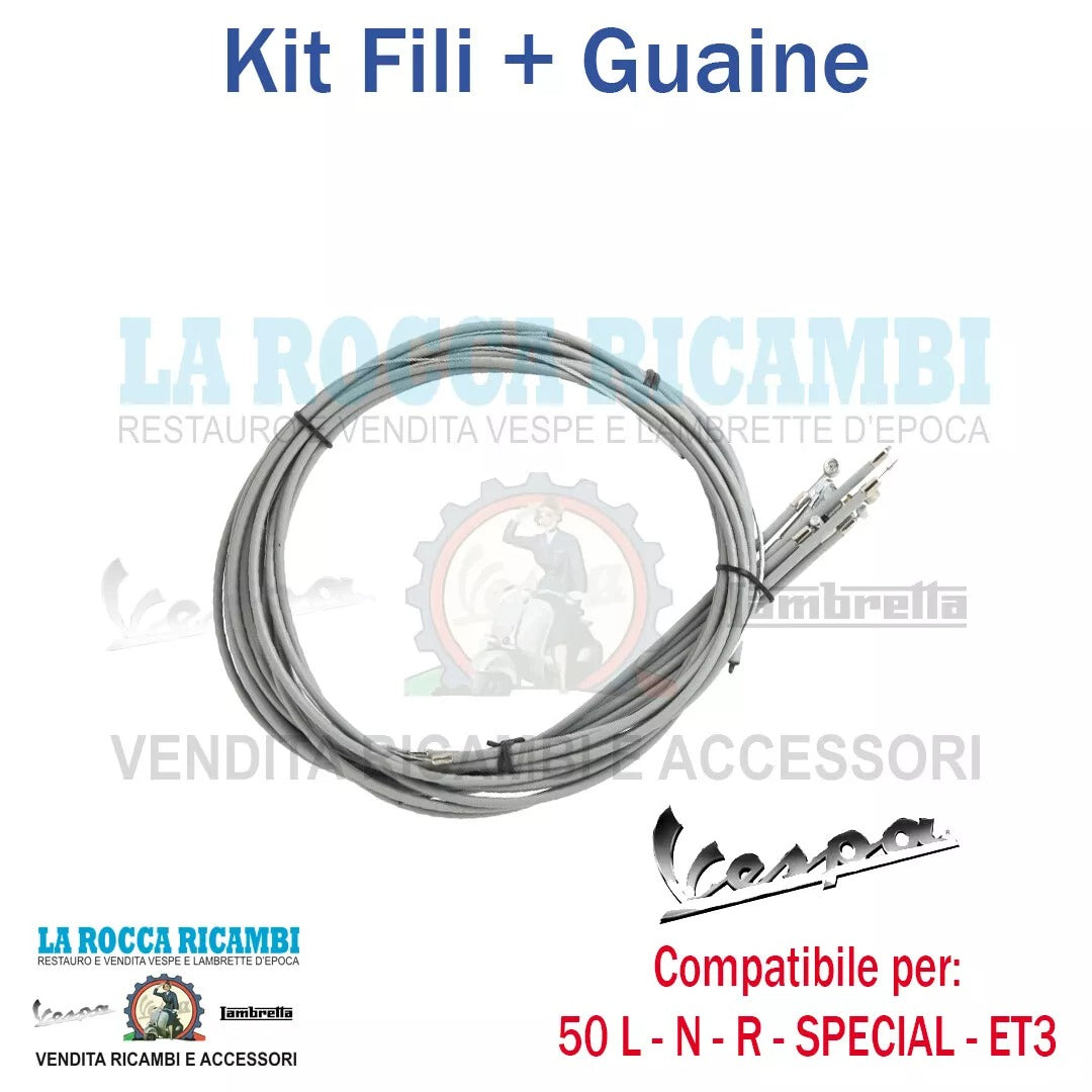 Kit Trasmissione Fili + Guaine Vespa 50 L /N/ R - 125 ET3/PRIMAVERA