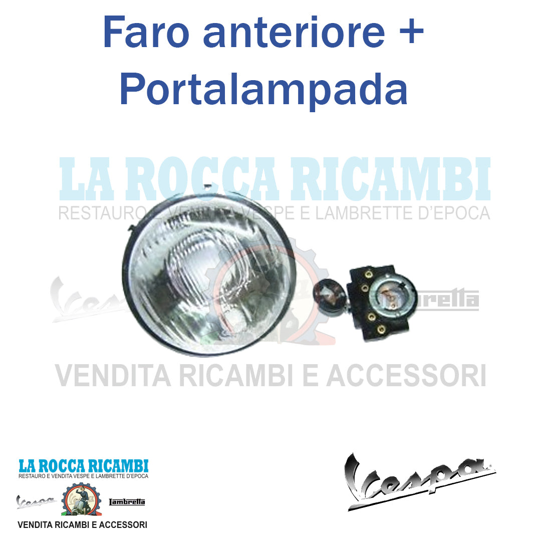 Faro Anteriore In Vetro + Porta Lampada Vespa PRIMAVERA / ET3 - SUPER - 50 SS / 90 SS