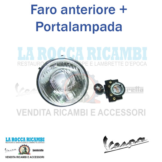 Faro Anteriore In Vetro + Porta Lampada Vespa PRIMAVERA / ET3 - SUPER - 50 SS / 90 SS