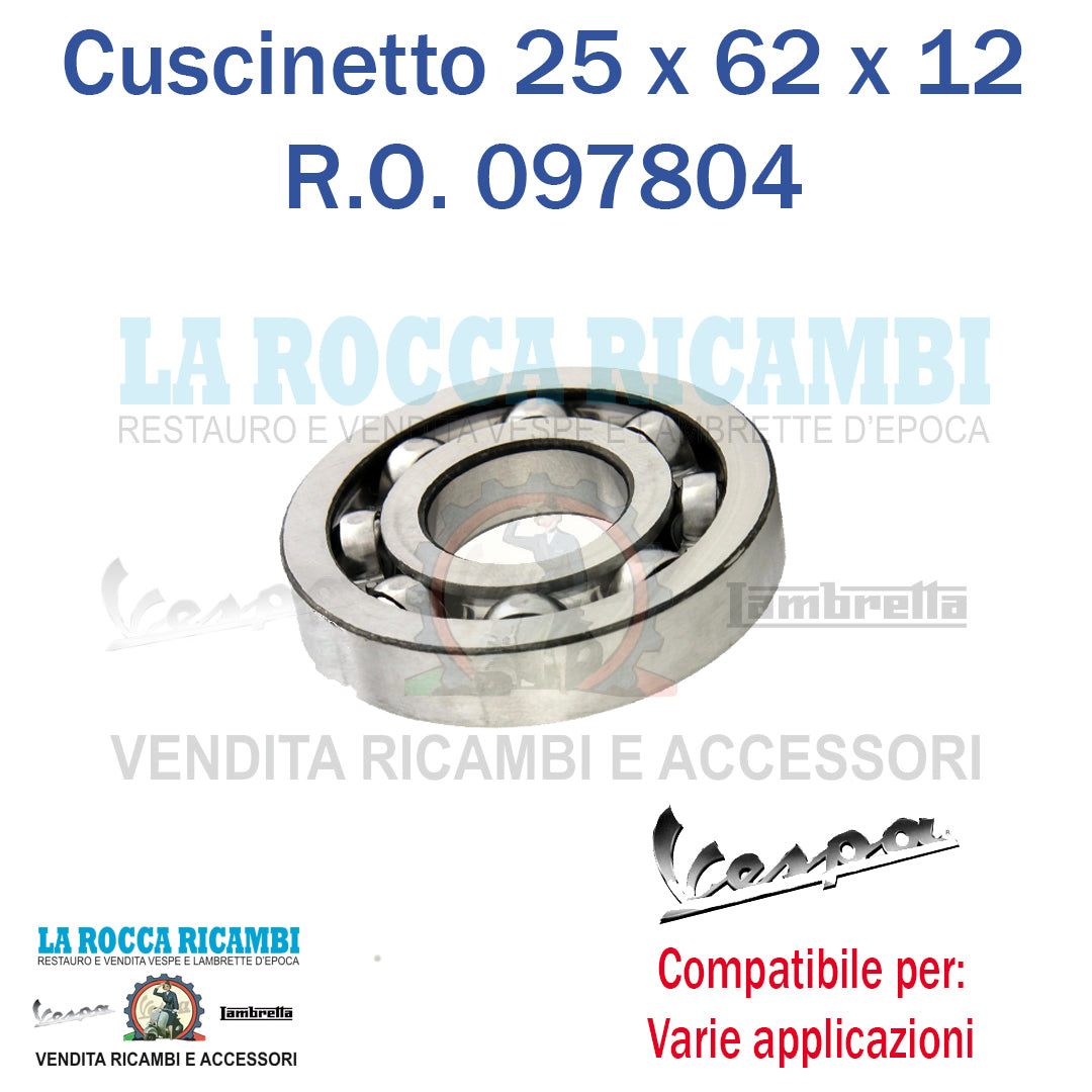 Cuscinetto Albero Motore C5 Alta Velocità 25 - 62 - 12 Lato Frizione Dal 1953 Al 1978