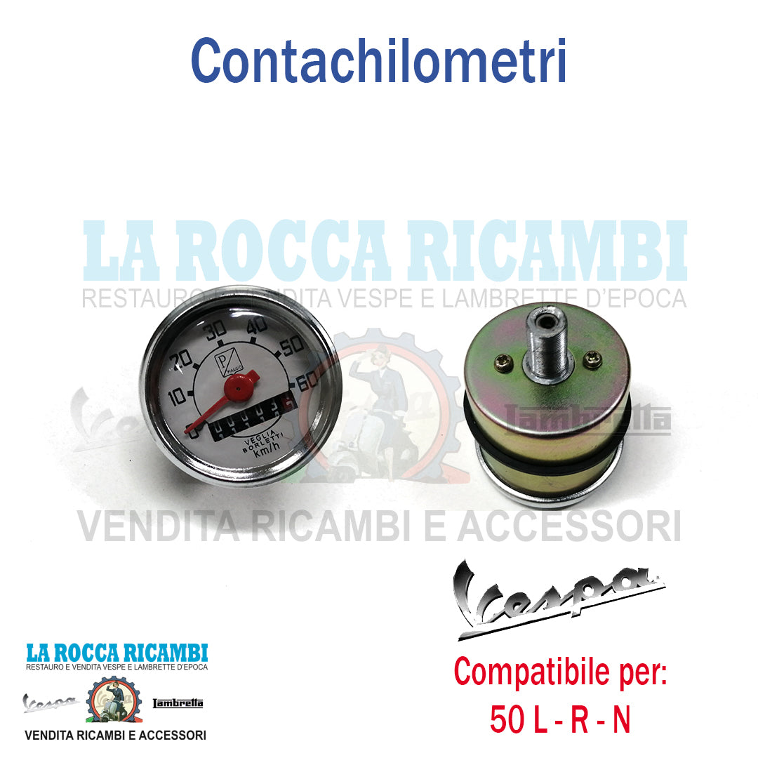 Contachilometri Vespa 50 L - R - N Scala 60 KMH [LOGO QUADRATO NERO]