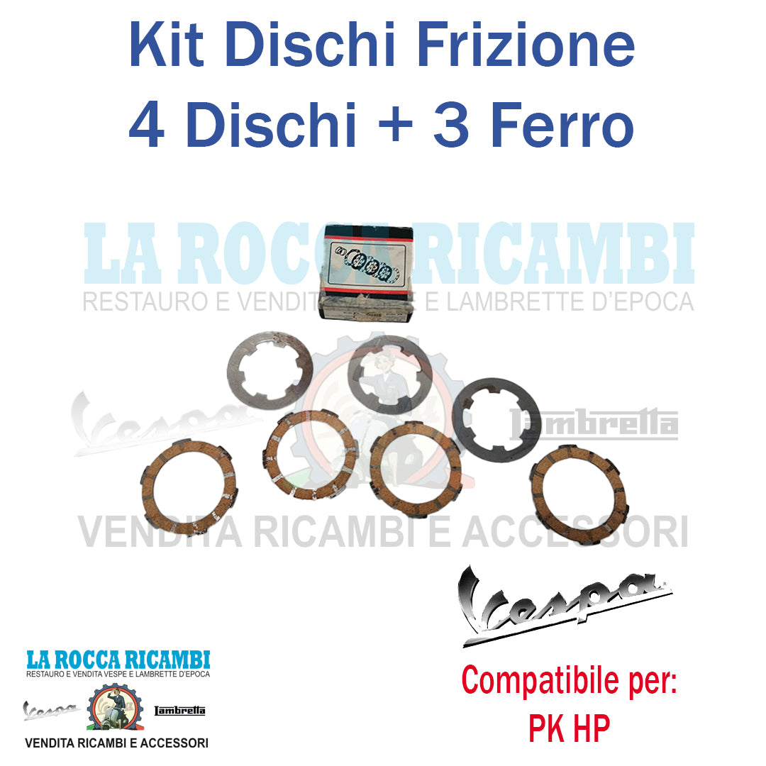 Kit Dischi Frizione 4 Dischi Ferodo + 3 Dischi Ferro Vespa HP / V
