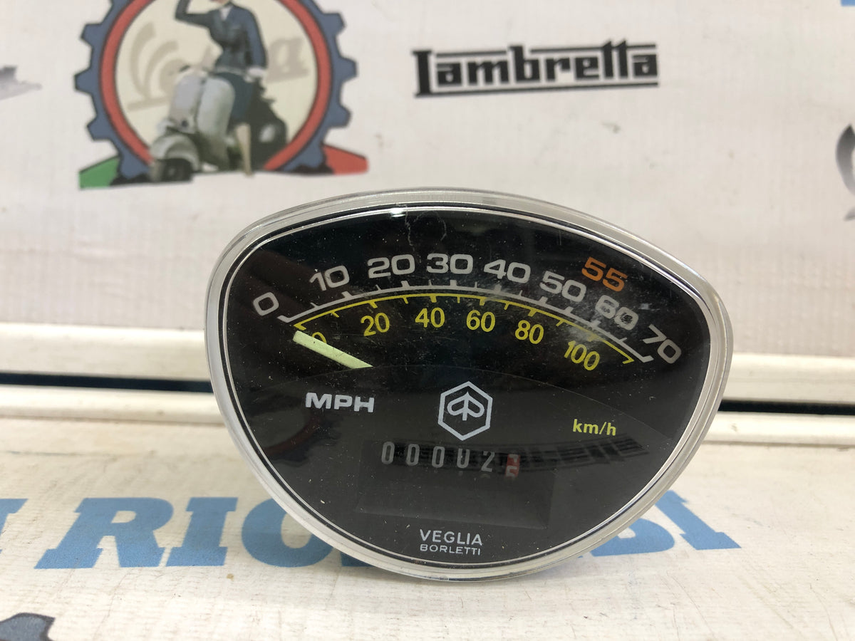 Contachilometri Vespa 125 Primavera - Et3 [SFONDO NERO] Con doppia scala KMH e miglia